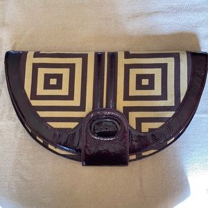 Bodhi Purple + Camel Patent XL Geometric Clutch